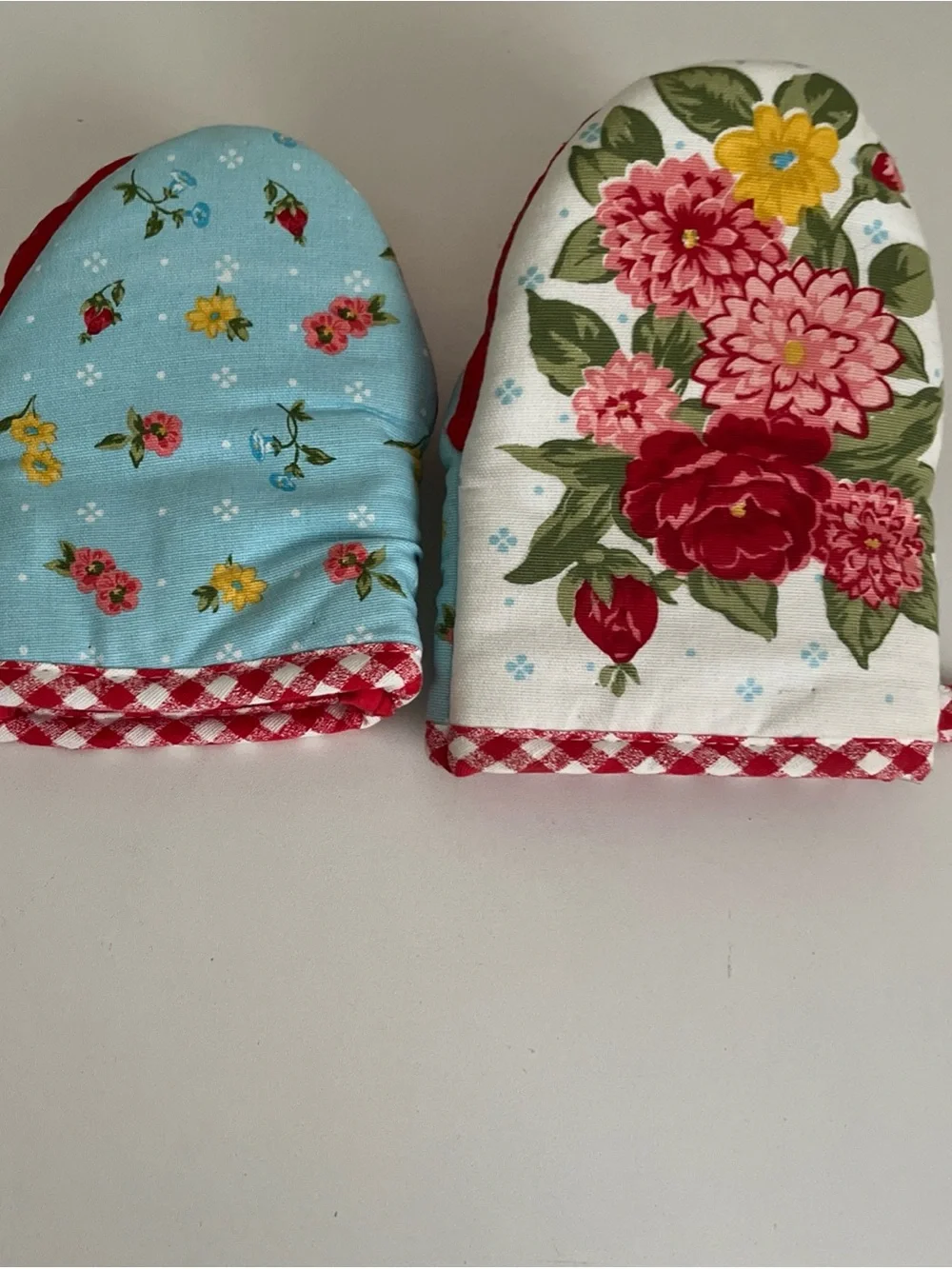 Pioneer Woman Sweet Rose Mini Oven Mitt Set Floral Gingham Pattern 2 Piece New